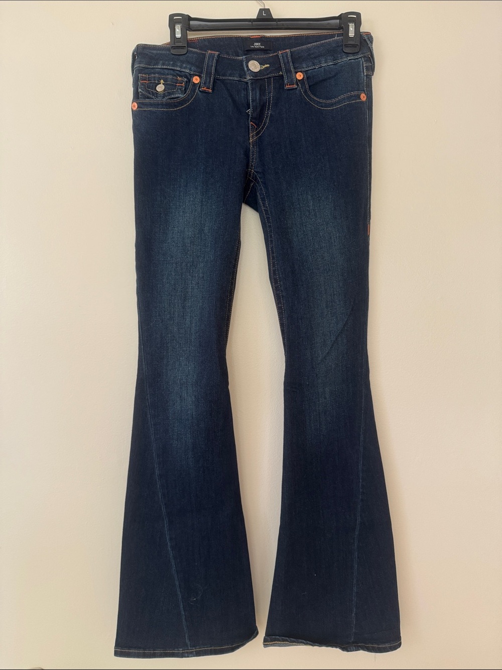 True Religion Joey Low Rise Flare Jeans with Copper Rivets